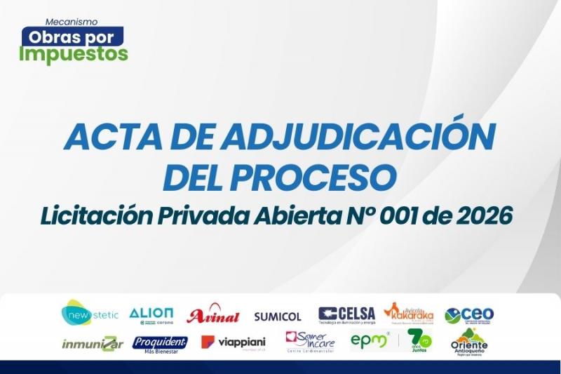 Acta de adjudicación del proceso de Licitación Privada Abierta N 001 de 2026